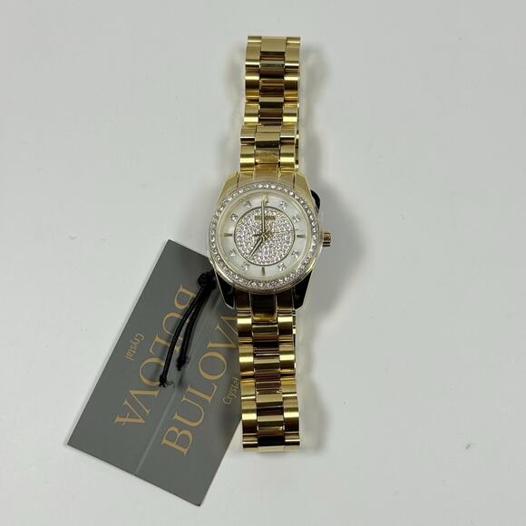 Bulova Classic 98L315 Crystal Pave Gold Tone Dial and Band Women’s Watch main image 7